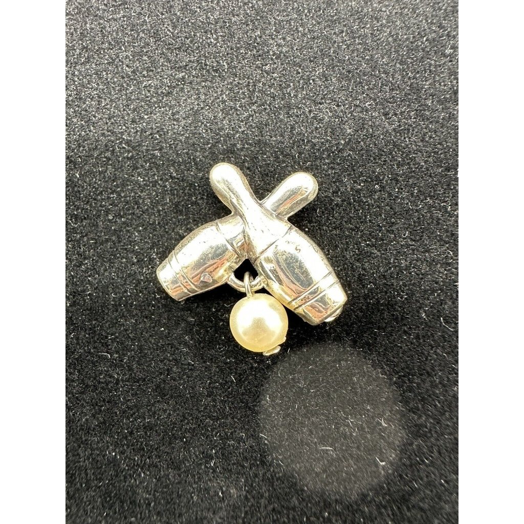 Sterling Lang Bowling Pins Brooch With Pearl